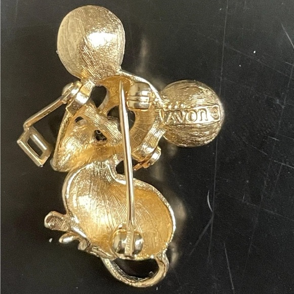 Vintage Avon Mouse With Moving Glasses Rhinestone Eyes Brooch - Picture 2 of 2